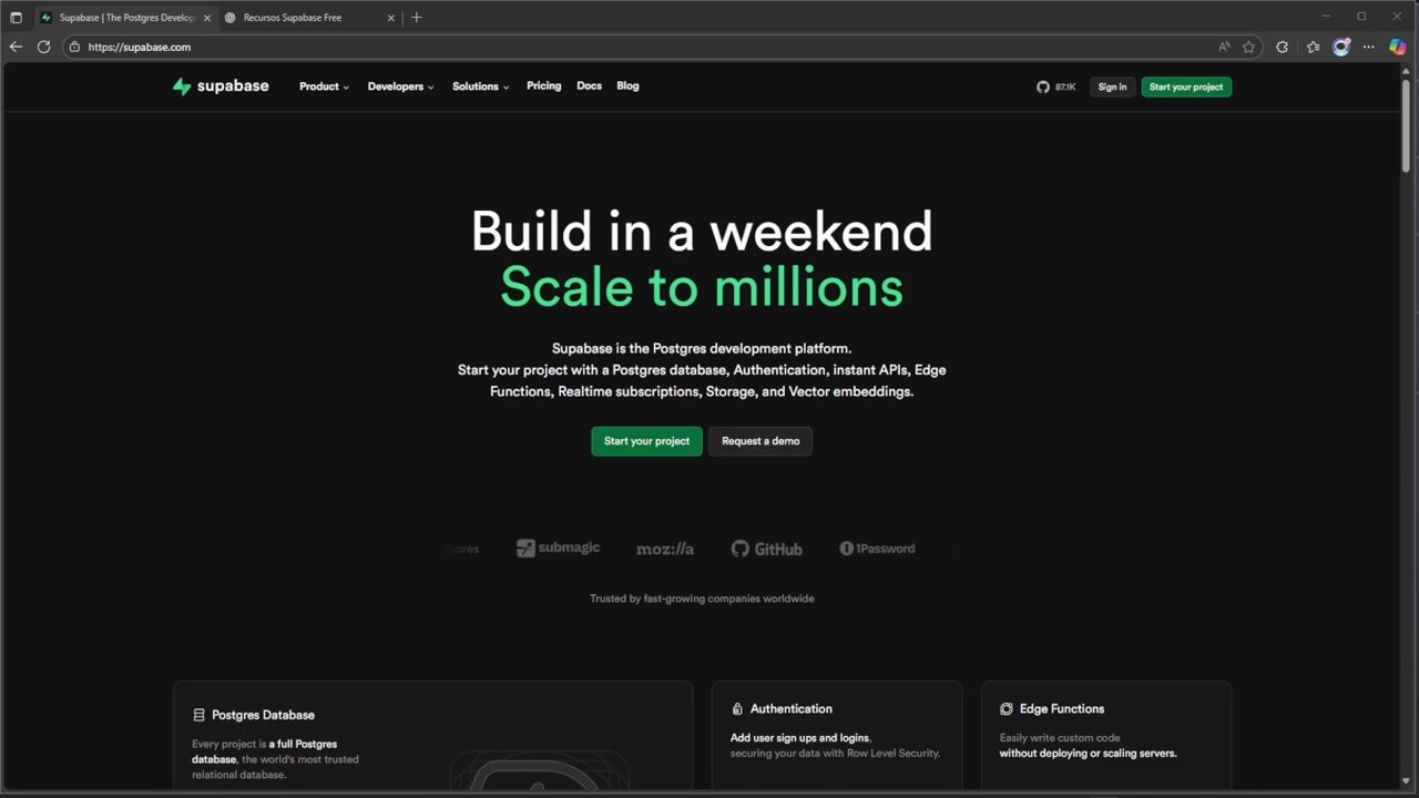 Conhecendo e criando conta no supabase