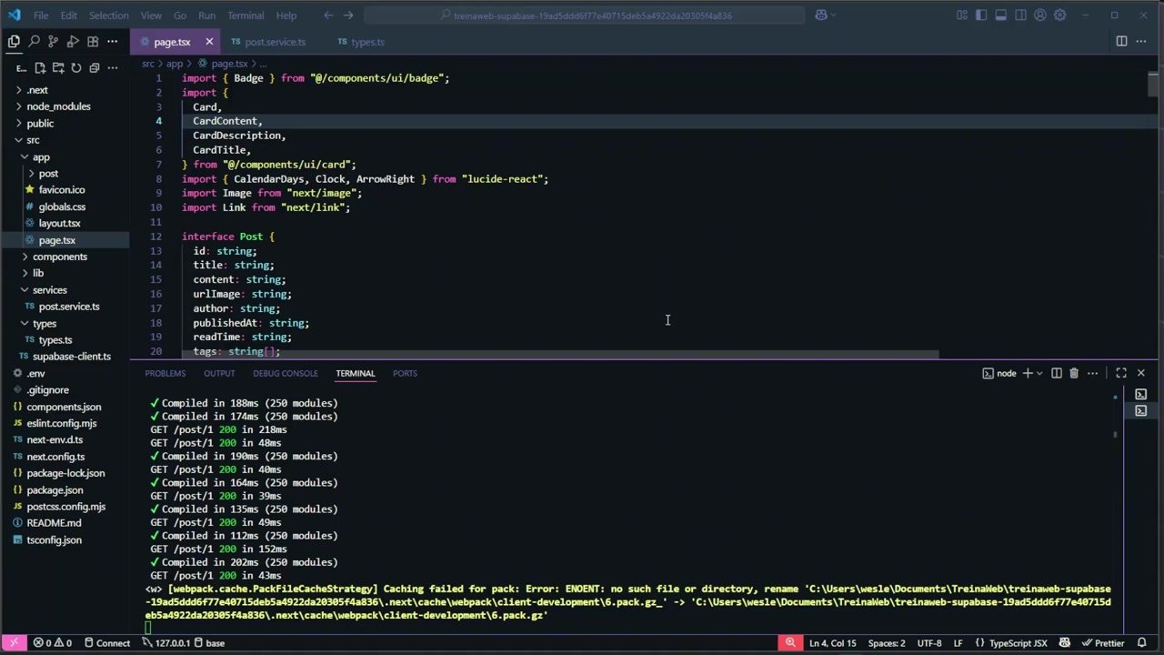 Implementando lista de posts real no frontend