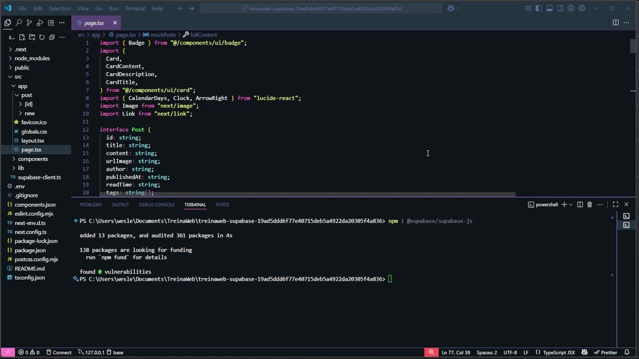 Integrando aplicações com supabase
